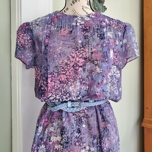 Vintage Sheer Lavender Floral Granny Dress